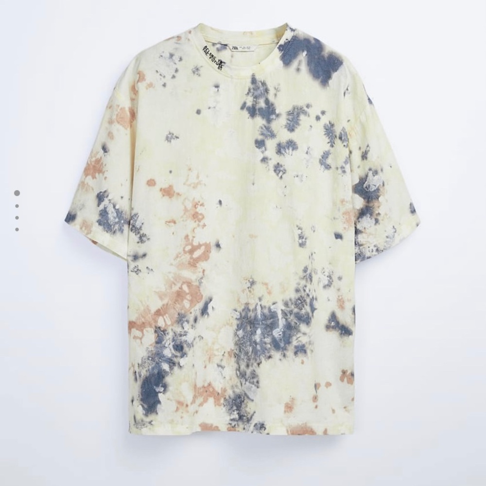Zara gray tan and cream tye die T-shirt